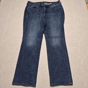 NYDJ Marilyn Straight Leg Jeans Blue Dark Wash Lift Tuck Denim 16W Womens